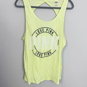 VICTORIA’S SECRET PINK | Yellow Lounge Sleep Tank Top Cutout Back Women’s Size L